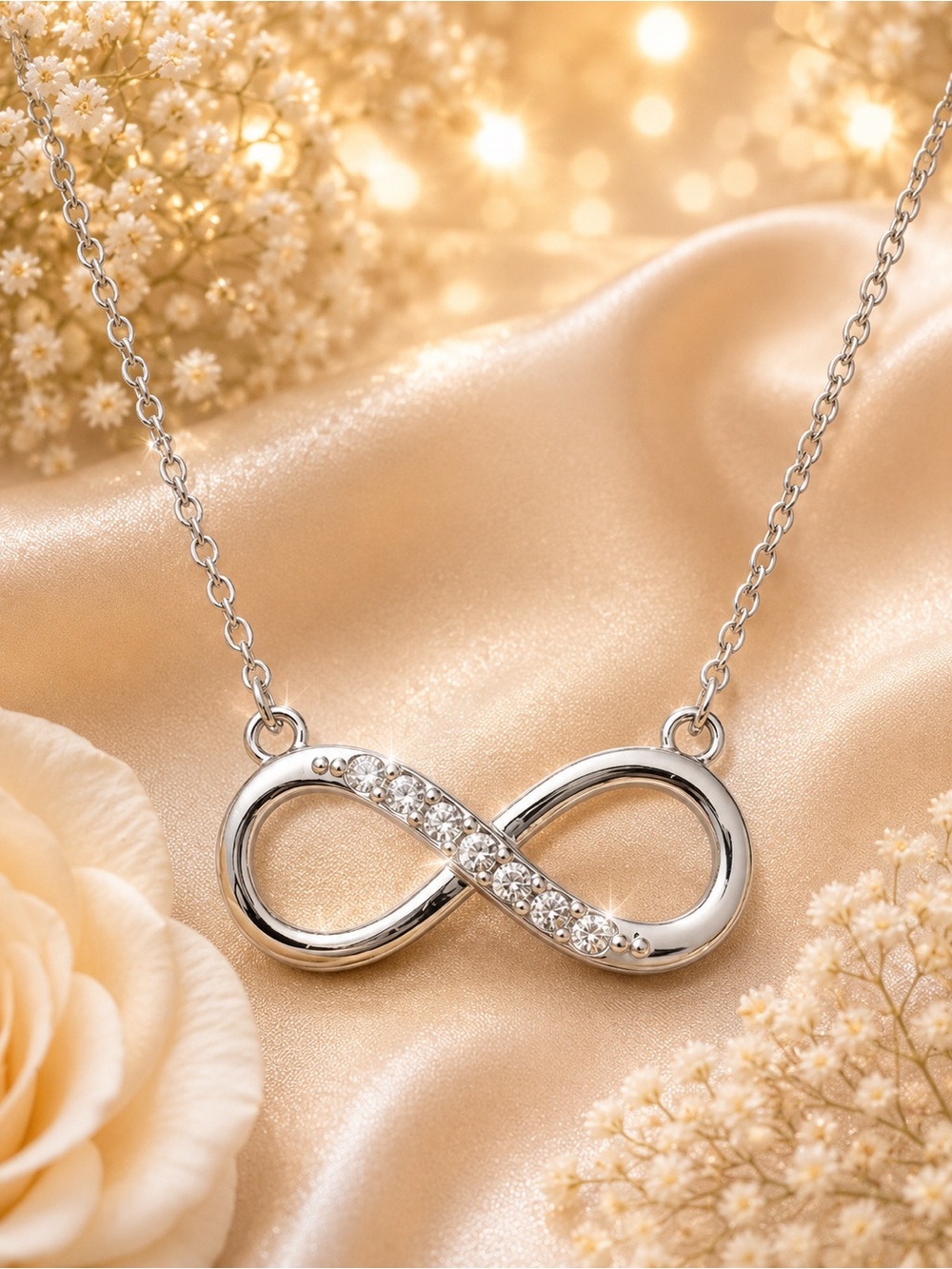 Crystals by Swarovski Silver Infinity Pendant Necklace NEW